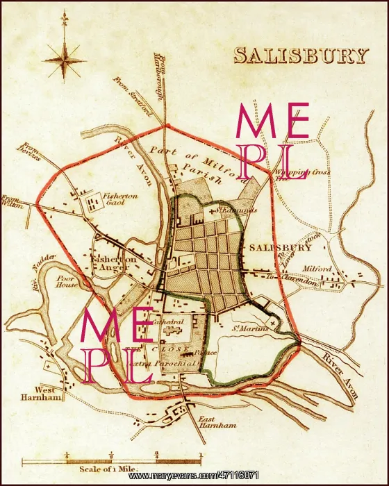 : 1832 Victorian Map of Salisbury : 1832 Victorian Map of Salisbury