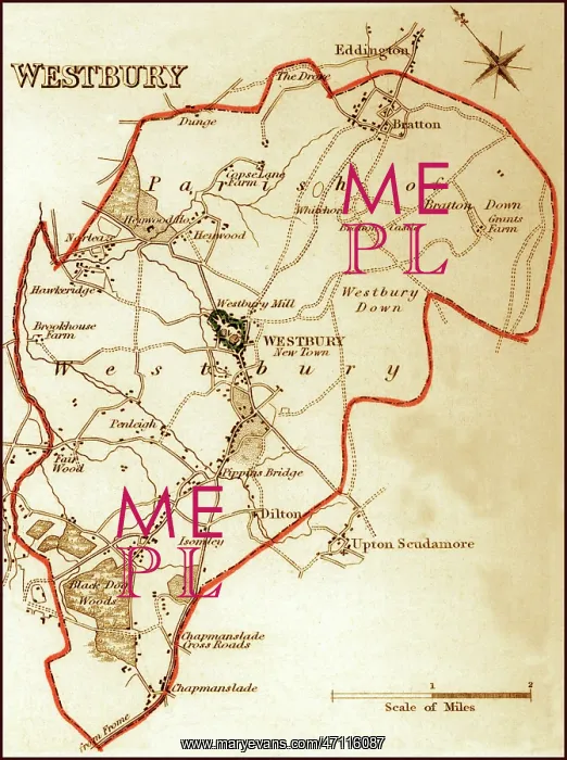 : 1832 Victorian Map of Westbury : 1832 Victorian Map of Westbury