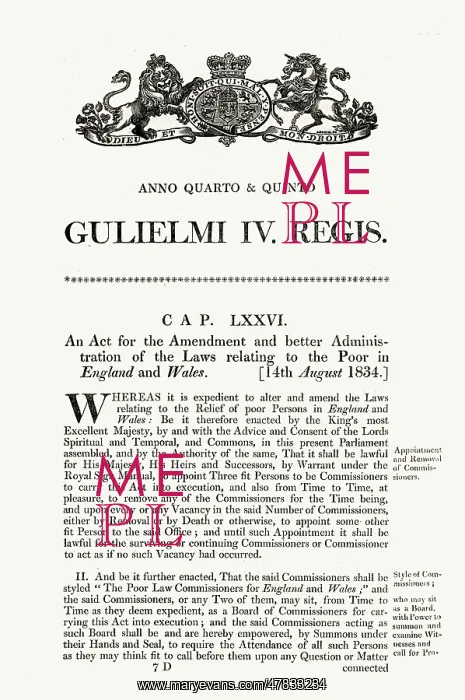 : 1834 Poor Law Amendment Act : 1834 Poor Law Amendment Act