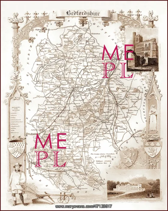 : 1840s Victorian Bedfordshire Map : 1840s Victorian Bedfordshire Map