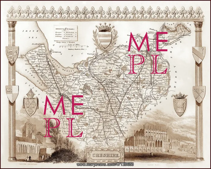 : 1840s Victorian Map of Cheshire : 1840s Victorian Map of Cheshire