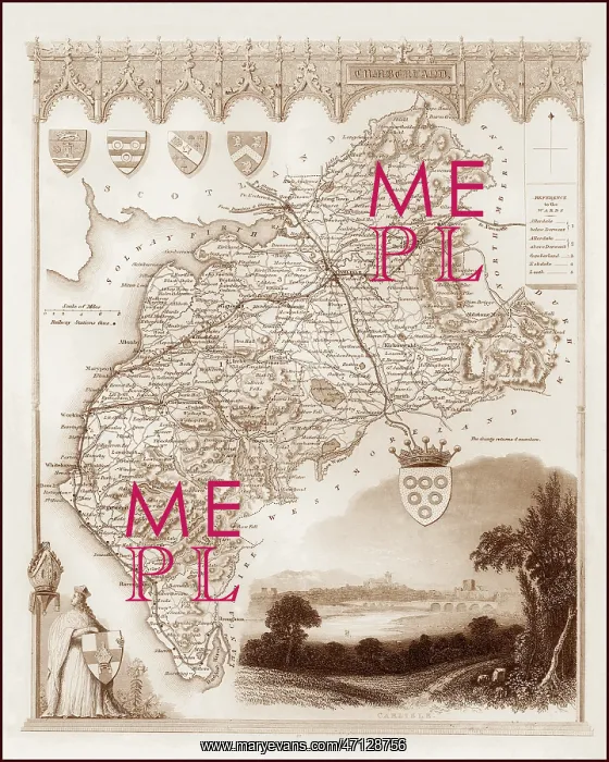 : 1840s Victorian Map of Cumberland : 1840s Victorian Map of Cumberland