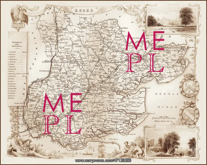 : 1840s Victorian Map of Essex : 1840s Victorian Map of Essex