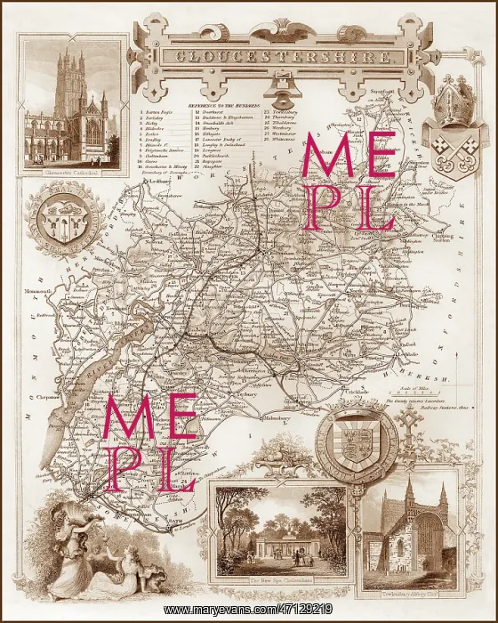 : 1840s Victorian Map of Gloucestershire : 1840s Victorian Map of Gloucestershire