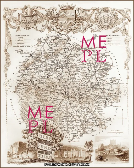 : 1840s Victorian Map of Herefordshire : 1840s Victorian Map of Herefordshire