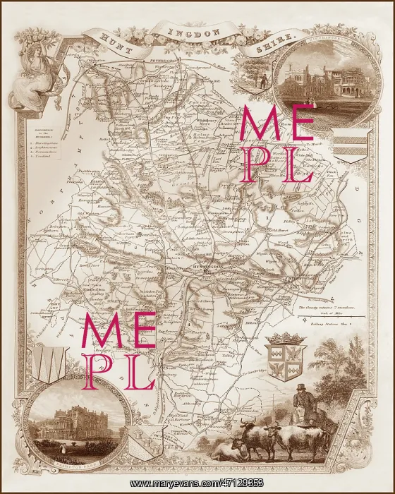: 1840s Victorian Map of Huntingdonshire : 1840s Victorian Map of Huntingdonshire