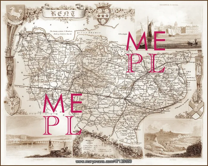 : 1840s Victorian Map of Kent : 1840s Victorian Map of Kent