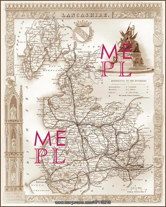  : 1840s Victorian Map of Lancashire