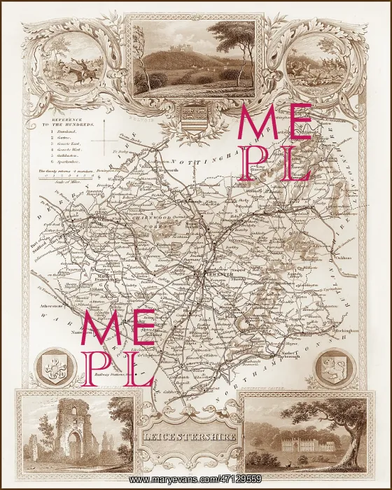 : 1840s Victorian Map of Leicestershire : 1840s Victorian Map of Leicestershire
