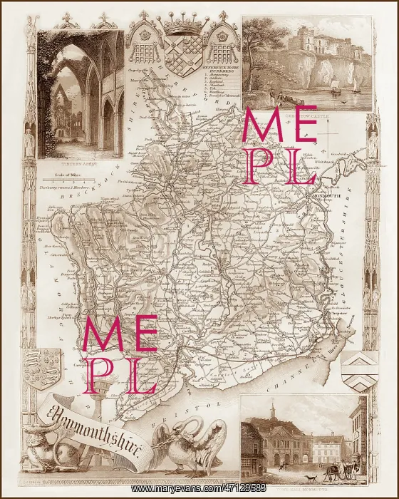 : 1840s Victorian Map of Monmouthshire : 1840s Victorian Map of Monmouthshire