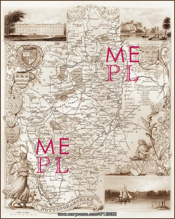  : 1840s Victorian Map of Nottinghamshire
