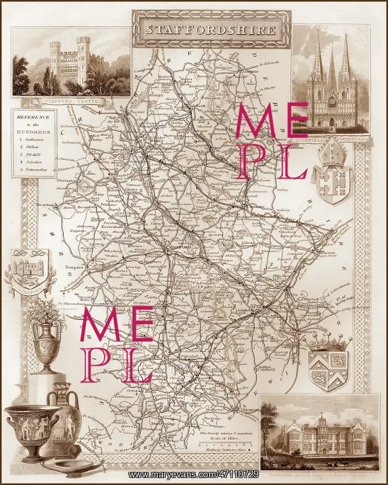 : 1840s Victorian Map of Staffordshire : 1840s Victorian Map of Staffordshire
