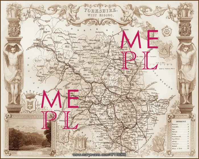 : 1840s Victorian Map of West Riding of Yorkshire : 1840s Victorian Map of West Riding of Yorkshire