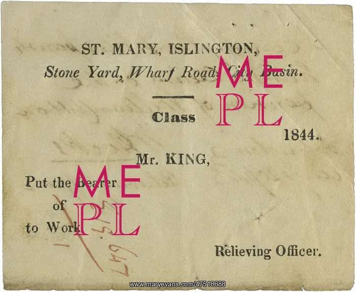 : 1844 poor relief work ticket : 1844 poor relief work ticket