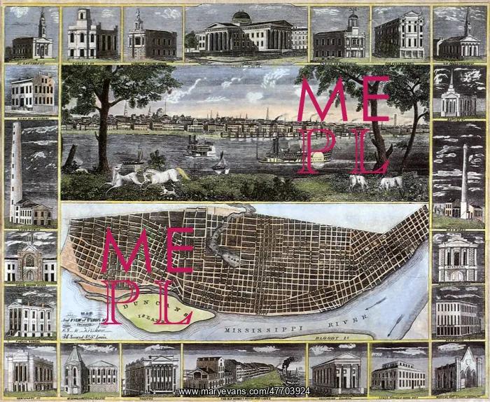 : 1848 Map of St. Louis 1848 : 1848 Map of St. Louis 1848