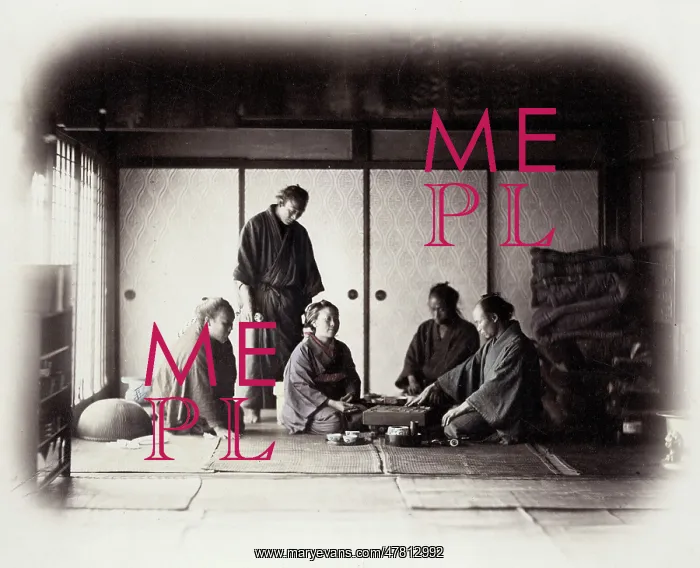 : 1860's Japan - a group in a tea house : 1860's Japan - a group in a tea house