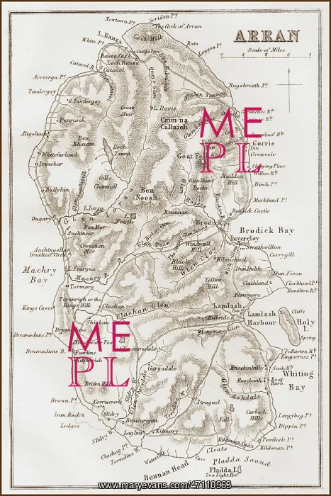  : 1860s Victorian Map of the Isle of Arran