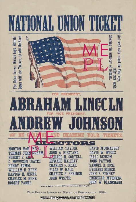: 1864 Campaign ticket for the National Union : 1864 Campaign ticket for the National Union