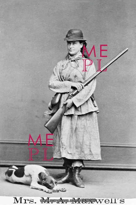 : 1870 1870s Portrait Martha Maxwell Posing with Shotgun Fa : 1870 1870s Portrait Martha Maxwell Posing with Shotgun Fa