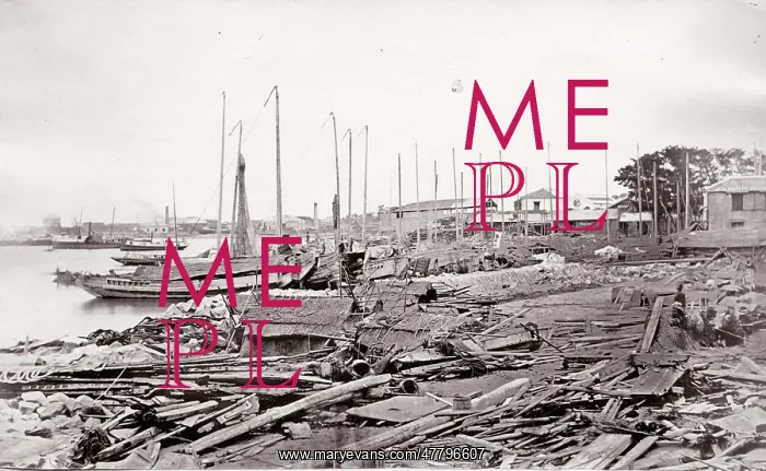 : 1870's Japan - the Bund at Kobe after the typhoon : 1870's Japan - the Bund at Kobe after the typhoon