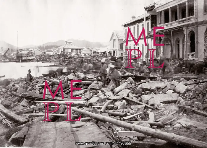 : 1870's Japan - the Bund at Kobe after the typhoon : 1870's Japan - the Bund at Kobe after the typhoon