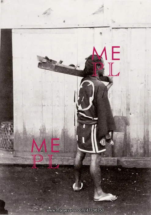 : 1870's Japan - carpenter going to work : 1870's Japan - carpenter going to work