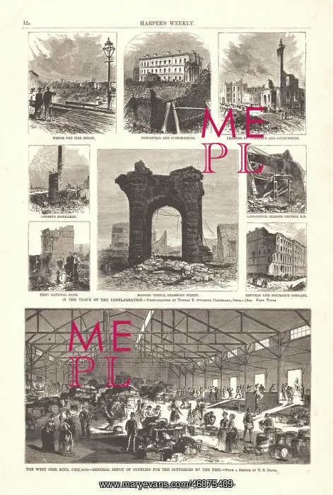 : 1871 Harper's Weekly Great Chicago Fire : 1871 Harper's Weekly Great Chicago Fire