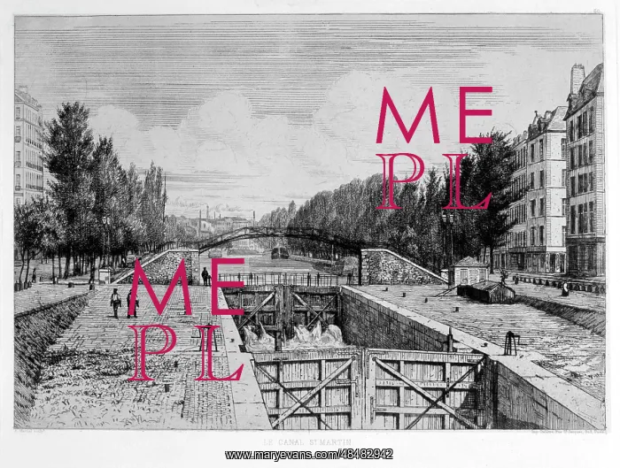 : 1880 illustration of the Canal Saint-Martin is : 1880 illustration of the Canal Saint-Martin is