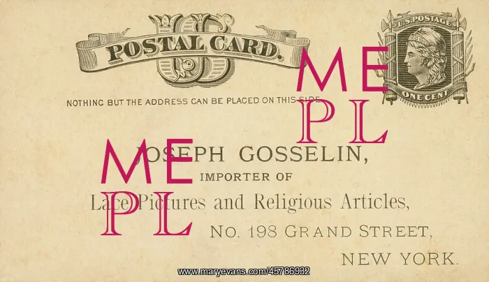 : 1883 one cent postal card for Joseph Gosselin : 1883 one cent postal card for Joseph Gosselin