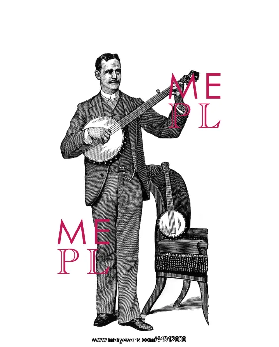 : 1890s man standing playing five string : 1890s man standing playing five string