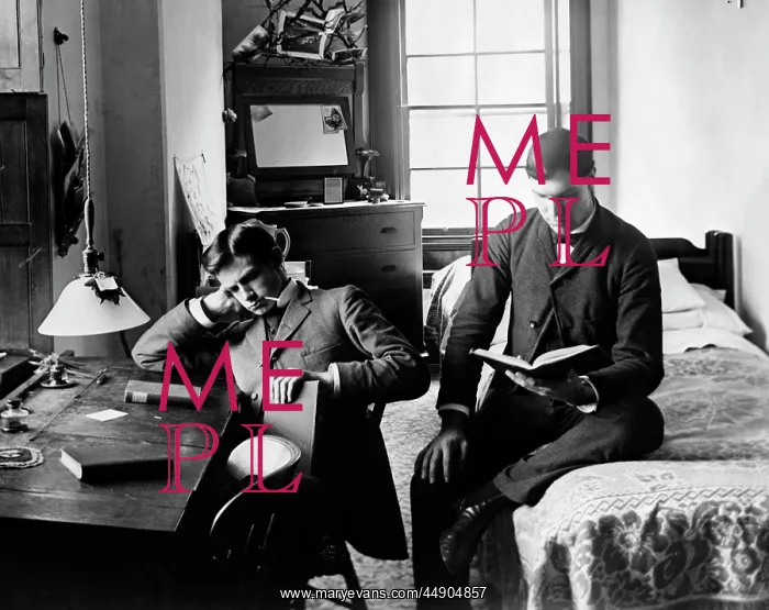  : 1890s Pair Of Male Students Studying