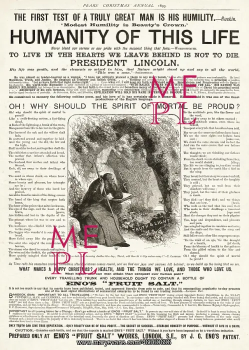 : 1893 UK Magazine Eno's Fruit Salt Advert : 1893 UK Magazine Eno's Fruit Salt Advert