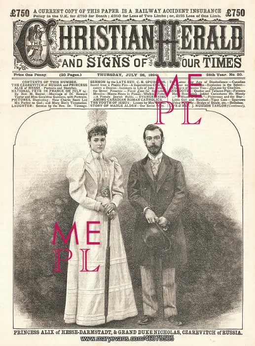 : 1894 Christian Herald Engagement of Grand Duke Nicholas : 1894 Christian Herald Engagement of Grand Duke Nicholas