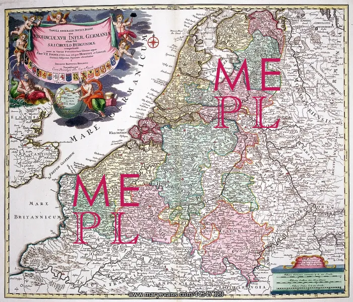  : 18th century Map of Benelux, Belgium, Holland, Luxembourg