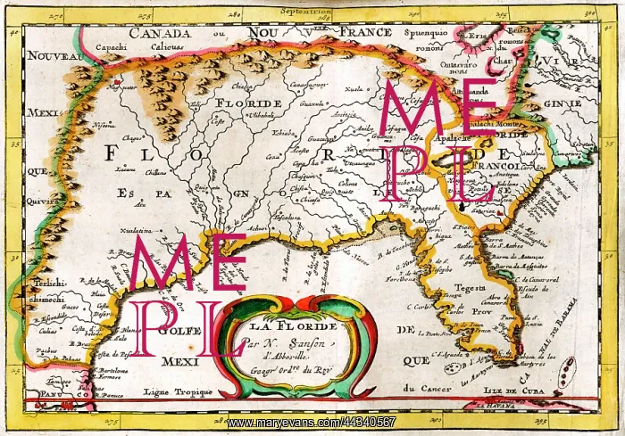  : 18th century Map of Florida, America