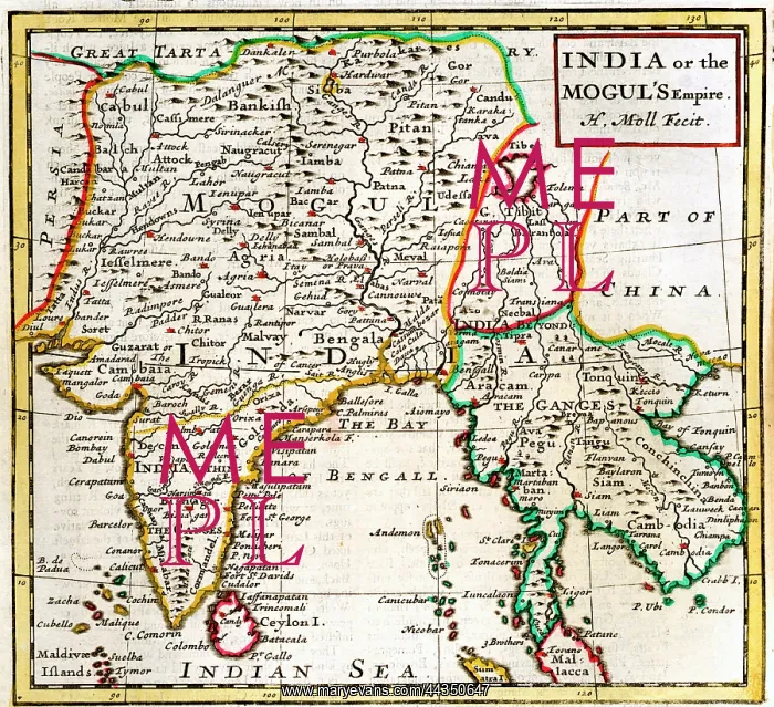 : 18th century Map of India of the Mogul's Empire : 18th century Map of India of the Mogul's Empire