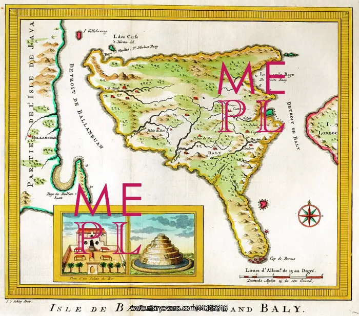  : 18th century Map of the Isle of Bali, Indonesia