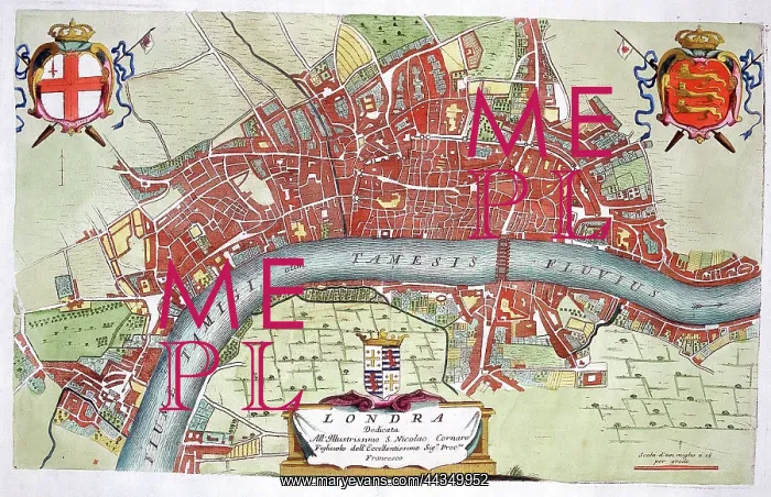  : 18th century Map of London and the River Thames
