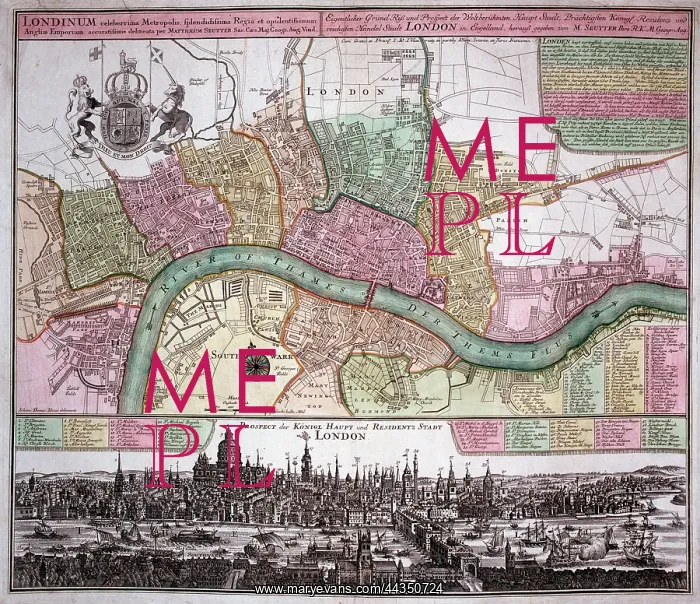  : 18th century Map of London and River Thames