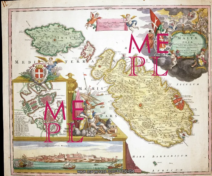  : 18th century Map of Malta and Gozo with plan of Valetta