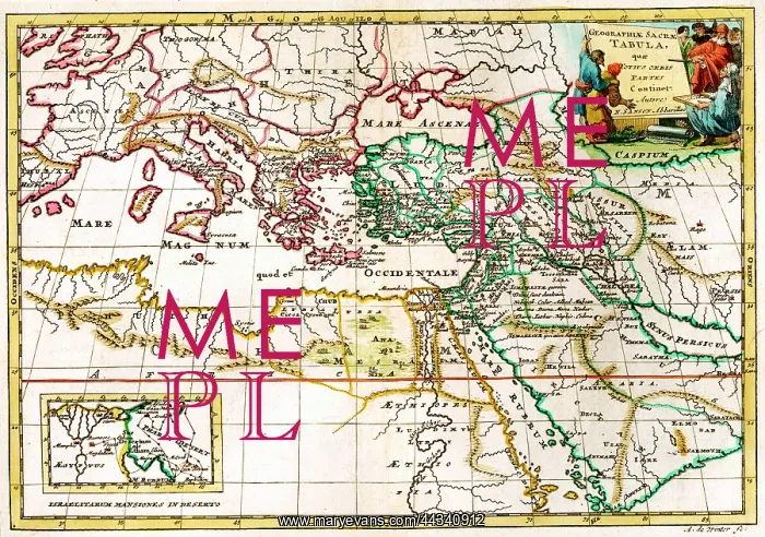 : 18th century Map of the Mediterranean and Middle East : 18th century Map of the Mediterranean and Middle East
