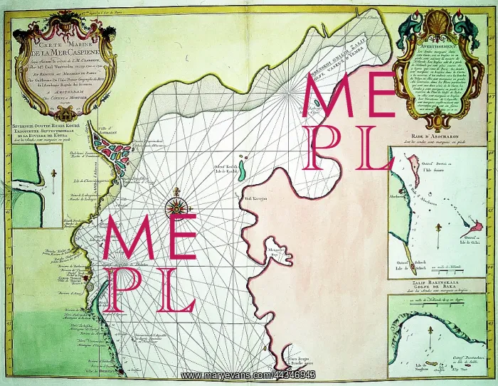 : 18th century Map of the North Caspian Sea : 18th century Map of the North Caspian Sea