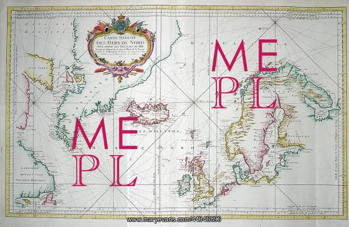 : 18th century Map of the North Sea : 18th century Map of the North Sea