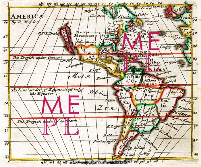  : 18th century Map of North and South America