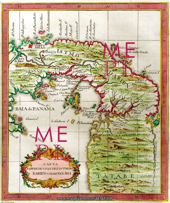 : 18th century Map of Panama and Darien : 18th century Map of Panama and Darien