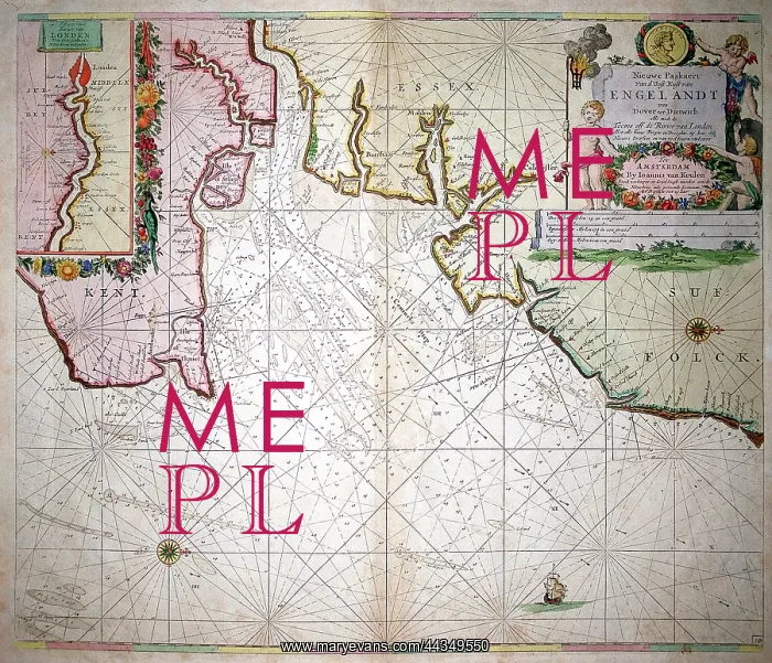  : 18th century Map of the River Thames Estuary, England