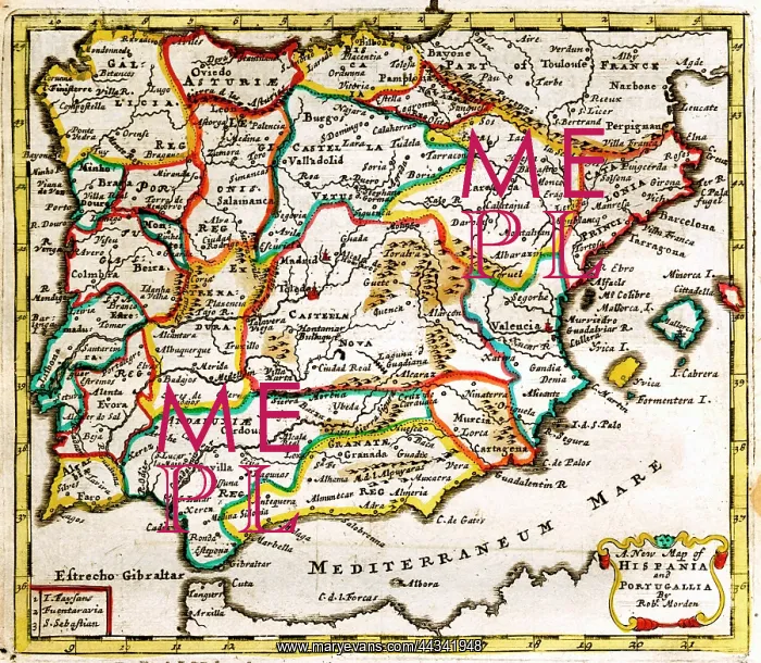 : 18th century Map of Spain and Portugal : 18th century Map of Spain and Portugal