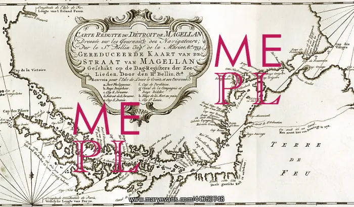 : 18th century Map of the Strait of Magellan : 18th century Map of the Strait of Magellan