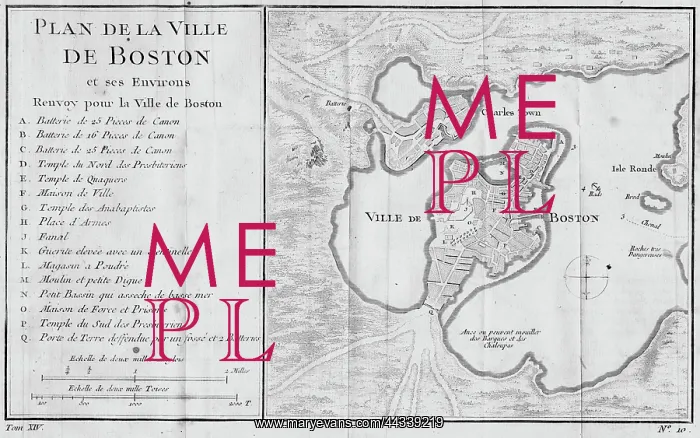  : 18th century Map of the town of Boston
