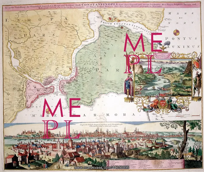 : 18th century Map of Turkey and Constantinople : 18th century Map of Turkey and Constantinople